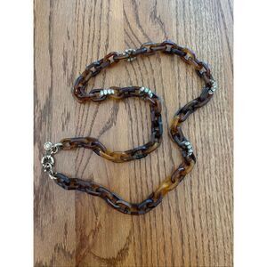 J.Crew | Tortoise Acetate Rhinestone Necklace | 32” Length